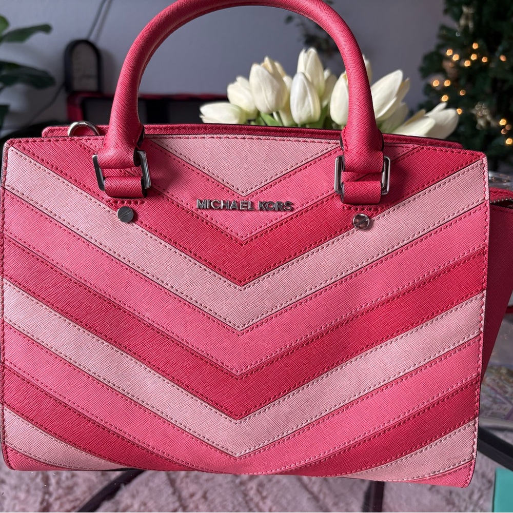 Michael Kors Pink Chevron Satchel